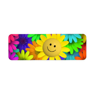 Étiquette Fleurs à visage joyeux