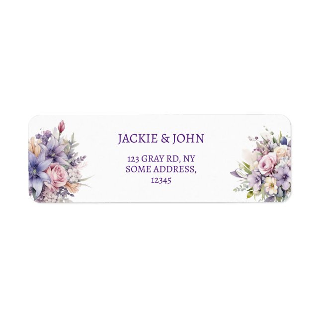 Étiquette Fleurs aquarelles. Mariage. (Devant)