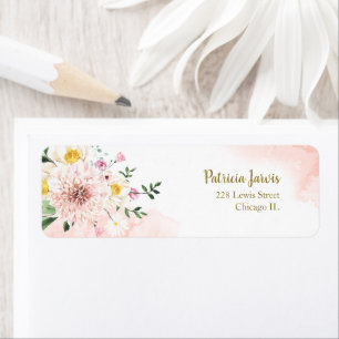 Étiquette Fleurs aquarelles rose blush