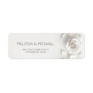 Étiquette Fleurs blanches 3D Roses Mariage