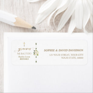 Étiquette Fleurs blanches espagnoles Gracias Calligraphie Ba