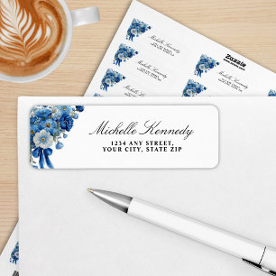 Étiquette Fleurs Bleues Un Nouveau Chapitre Baby Shower 