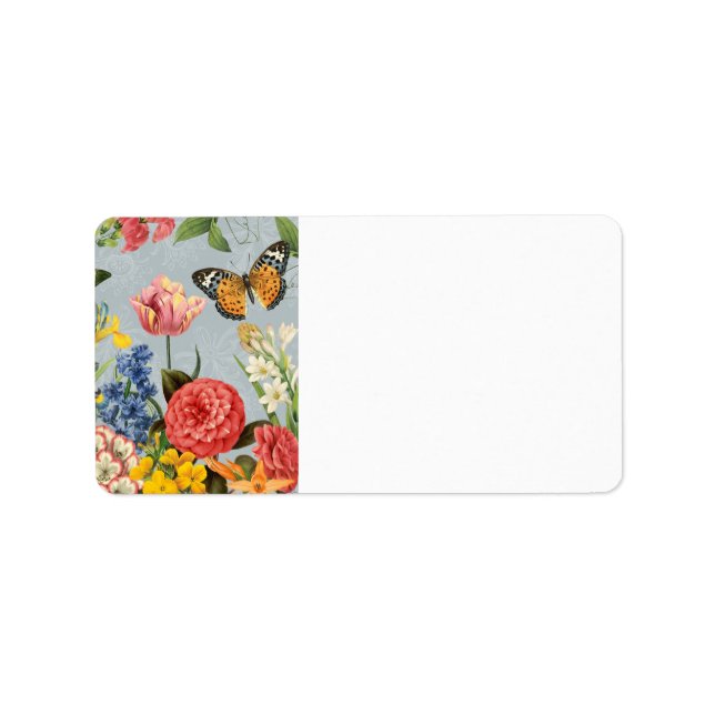 Étiquette fleurs botaniques vintages modernes (Devant)