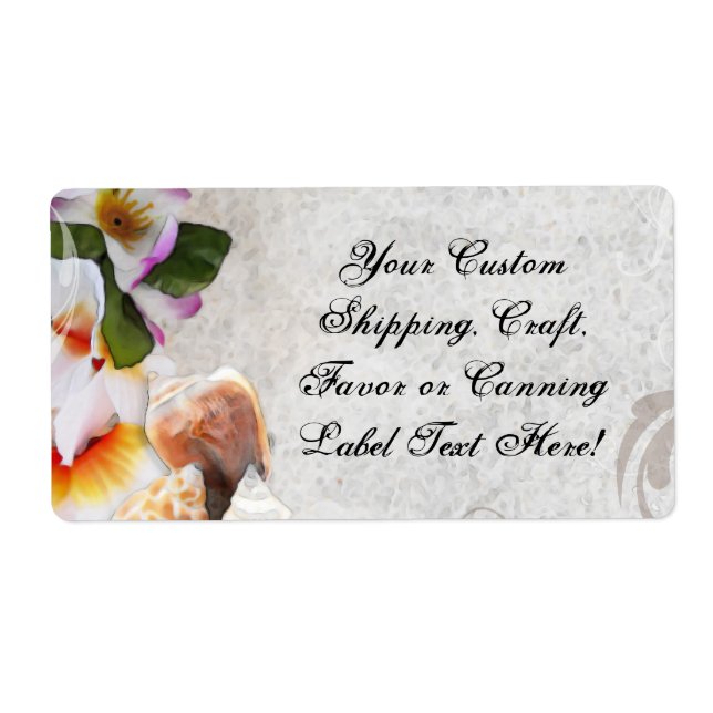 Étiquette Fleurs/Coques de plage tropicales (Devant)