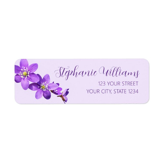 Étiquette Fleurs d'anémone violettes Adresse de retour viole (Devant)