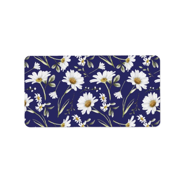 Étiquette Fleurs d'aquarelle blanche (Devant)