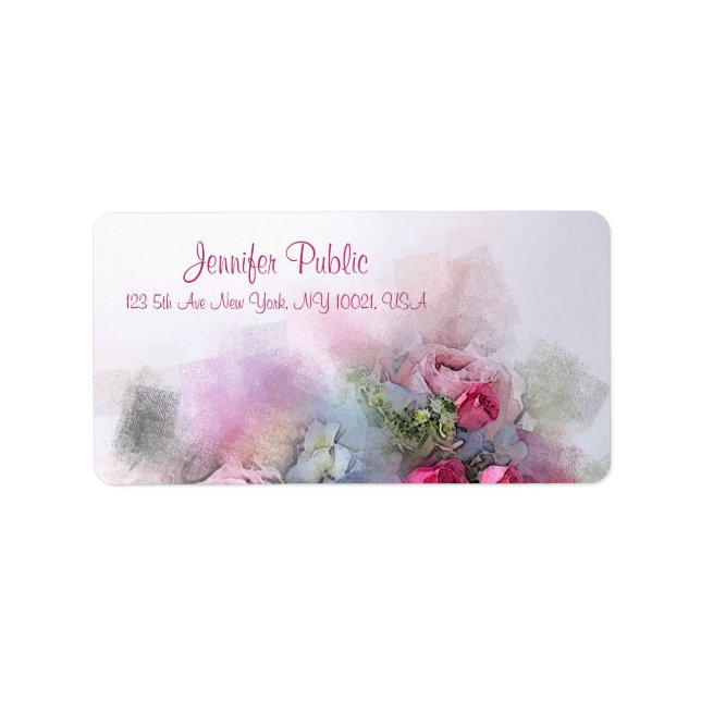 Étiquette Fleurs d'aquarelle manuscrites personnalisées (Devant)