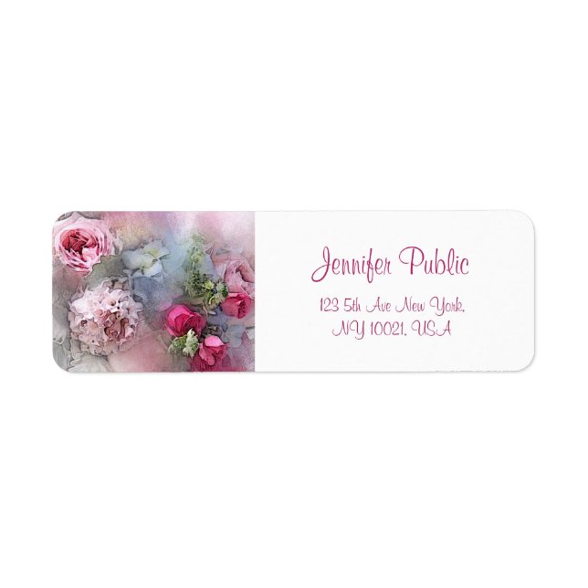 Étiquette Fleurs d'aquarelle personnalisées Script manuscrit (Devant)