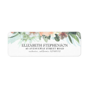 Étiquette Fleurs d'aquarelle rose et rose élégant