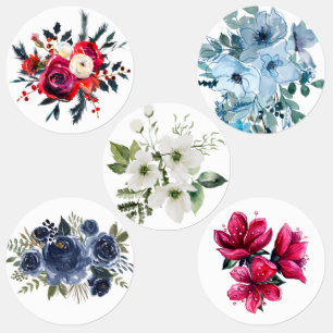 Étiquette - fleurs d'aquarelle vive