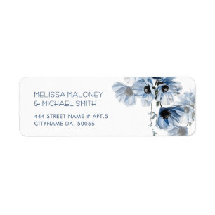 Étiquette Fleurs d'art fin transparent bleu