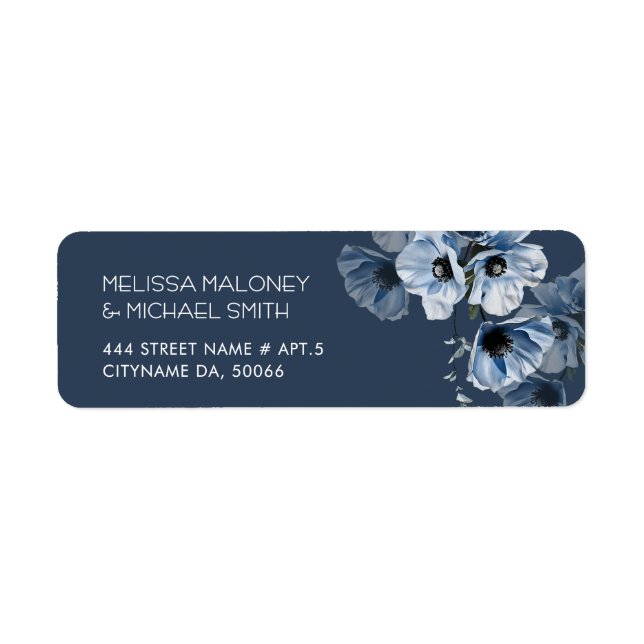 Étiquette Fleurs d'art fin transparentes bleues  (Devant)