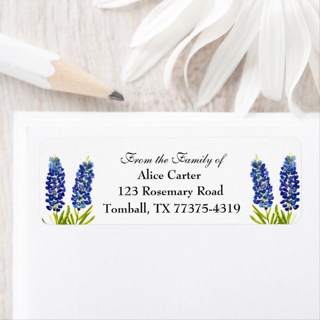 Étiquette Fleurs de Bluebonnets aquarelle fleur de l'État du (En situation)