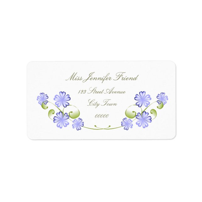 Étiquette Fleurs de bordure de l'aquarelle (Devant)