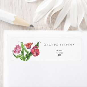 Étiquette Fleurs de bouquet rouge aquarelle - bébé en fleurs