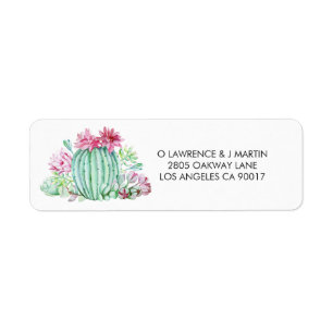 Étiquette Fleurs de cactus roses Succulents Aquarelle