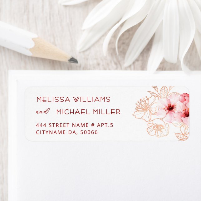 Étiquette Fleurs de cerisier rose blanc |  Mariage (En situation)