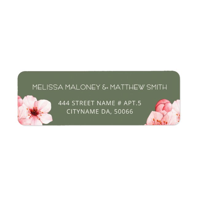 Étiquette Fleurs de cerisier rose blanc |  Mariage (Devant)