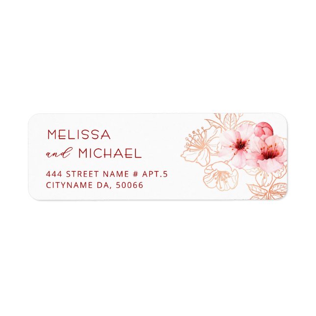 Étiquette Fleurs de cerisier rose blanc |  Mariage (Devant)