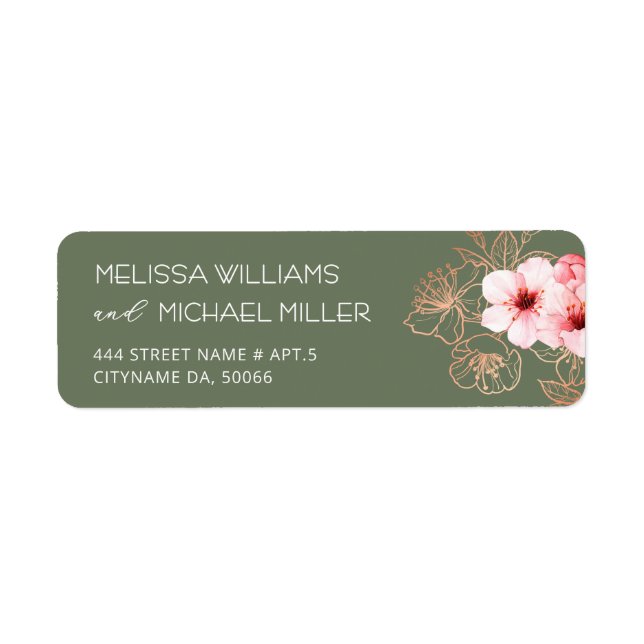 Étiquette Fleurs de cerisier rose blanc |  Mariage (Devant)