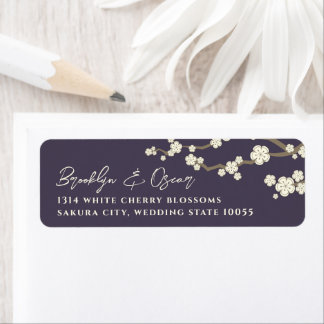 Étiquette Fleurs de cerisier Sakura à la crème blanche Maria
