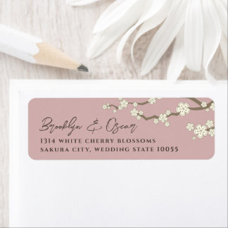 Étiquette Fleurs de cerisier Sakura à la crème blanche pour