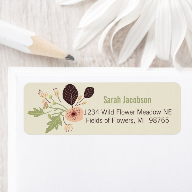 Étiquette Fleurs de fleur de fleur de crème florale (En situation)