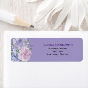 Étiquette Fleurs de Hortensia Bleu Lilas Chic Invitation de
