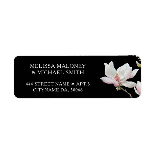 Étiquette Fleurs de magnolia d'art fin |  Mariage (Devant)