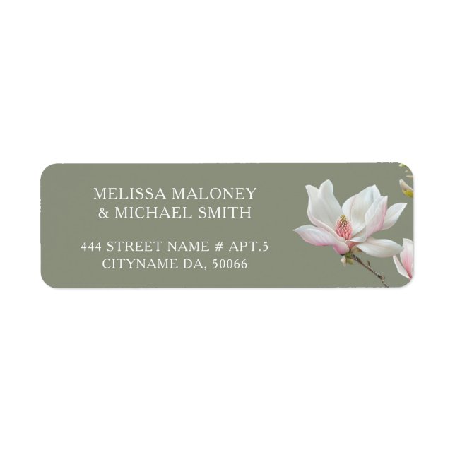 Étiquette Fleurs de magnolia en beaux-arts |  Mariage (Devant)