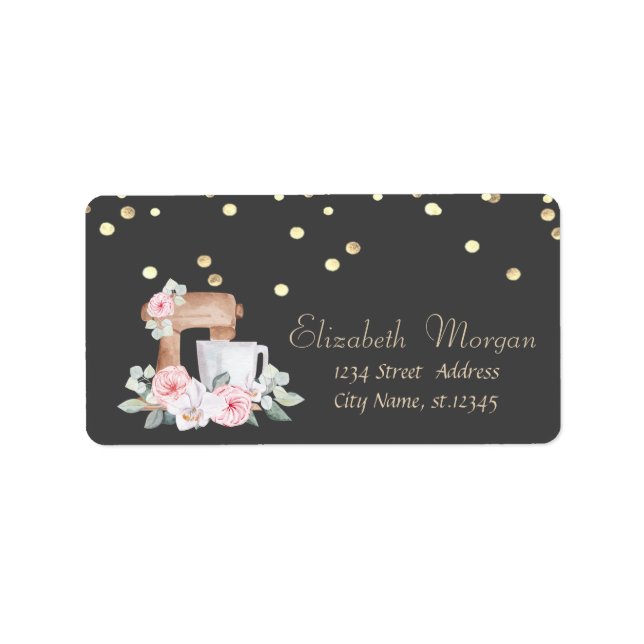 Étiquette Fleurs de mélange Roses Feuille d'or Confettis (Devant)