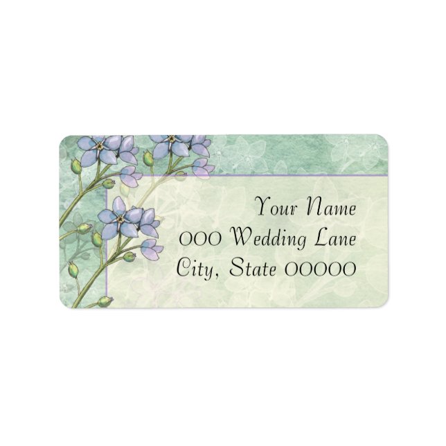 Étiquette Fleurs de Ne M'Oubliez Pas Mariage Violet Vert (Devant)