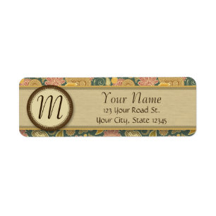 Étiquette Fleurs de Paisley et de fan avec le monogramme