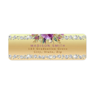 Étiquette Fleurs de Parties scintillant violet chic Diamants