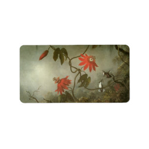 Étiquette Fleurs de passion et colibris par Martin J Heade