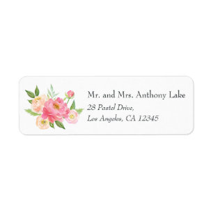 Étiquette Fleurs de pivoine aquarelle pour mariage printanie