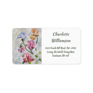 Étiquette Fleurs de pois doux colorés en aquarelle Adresse