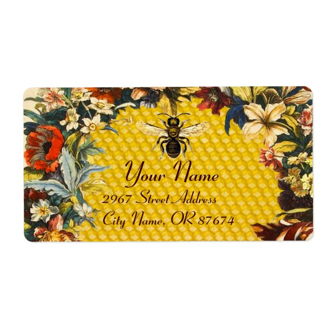ÉTIQUETTE FLEURS DE PRINTEMPS HONEY BEE, BEEKEEPER (Devant)