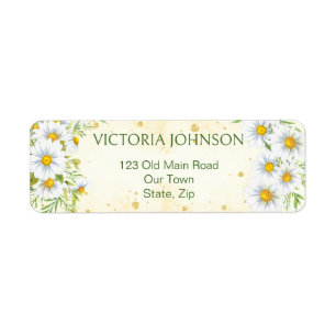 Étiquette Fleurs de printemps marguerites sauvages vert jaun