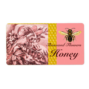 ÉTIQUETTE FLEURS DE PRINTEMPS ROMANTIQUE FAIRIES HONEY BEE, 