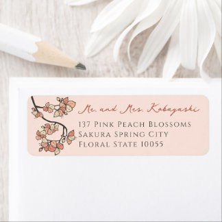 Étiquette Fleurs de rose Peach Rose Adresse du Mariage asiat