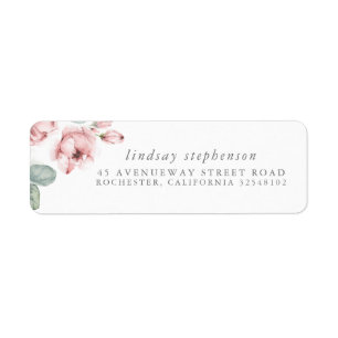 Étiquette Fleurs de rose poussiéreuse aquarelle élégante