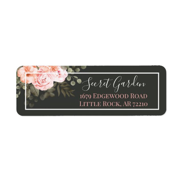 Étiquette Fleurs de roses élégantes rose blush Adresse moder (Devant)