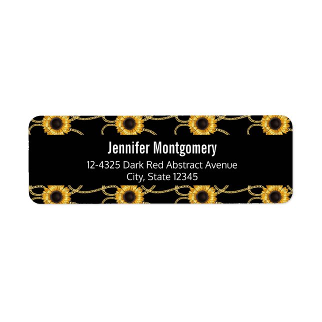 Étiquette Fleurs de soleil jaunes élégantes Motif élégant su (Devant)
