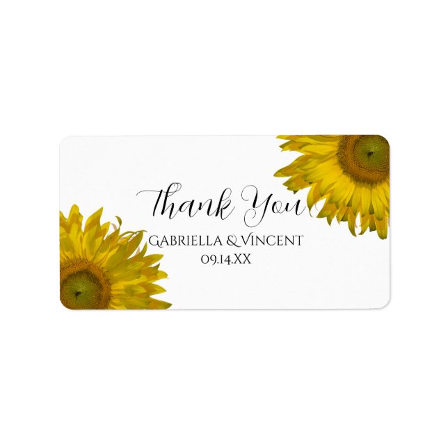 Étiquette Fleurs de soleil Jaunes Merci Mariage Favoriser Ta (Devant)