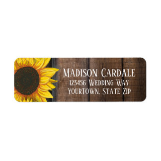 Étiquette Fleurs de soleil rustique Mariage personnalisé
