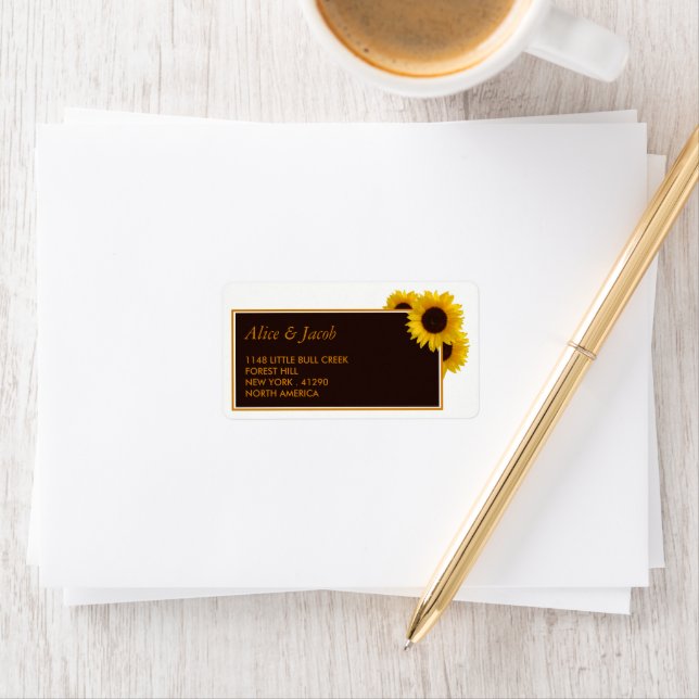 Étiquette Fleurs de soleil rustiques - Mariage floral (En situation)