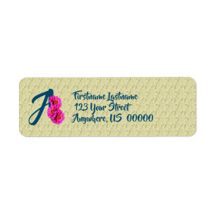 Étiquette Fleurs de Zinnia Monogramme Initiale A Adresse