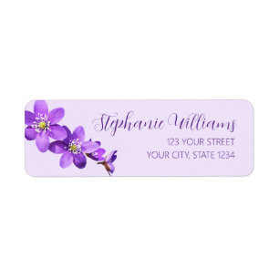 Étiquette Fleurs d'Hépatique Légèrement Violettes Adresse de