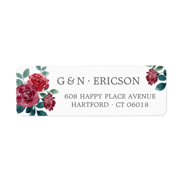 Étiquette Fleurs d'hiver Monogramme gris Adresse de retour (Devant)